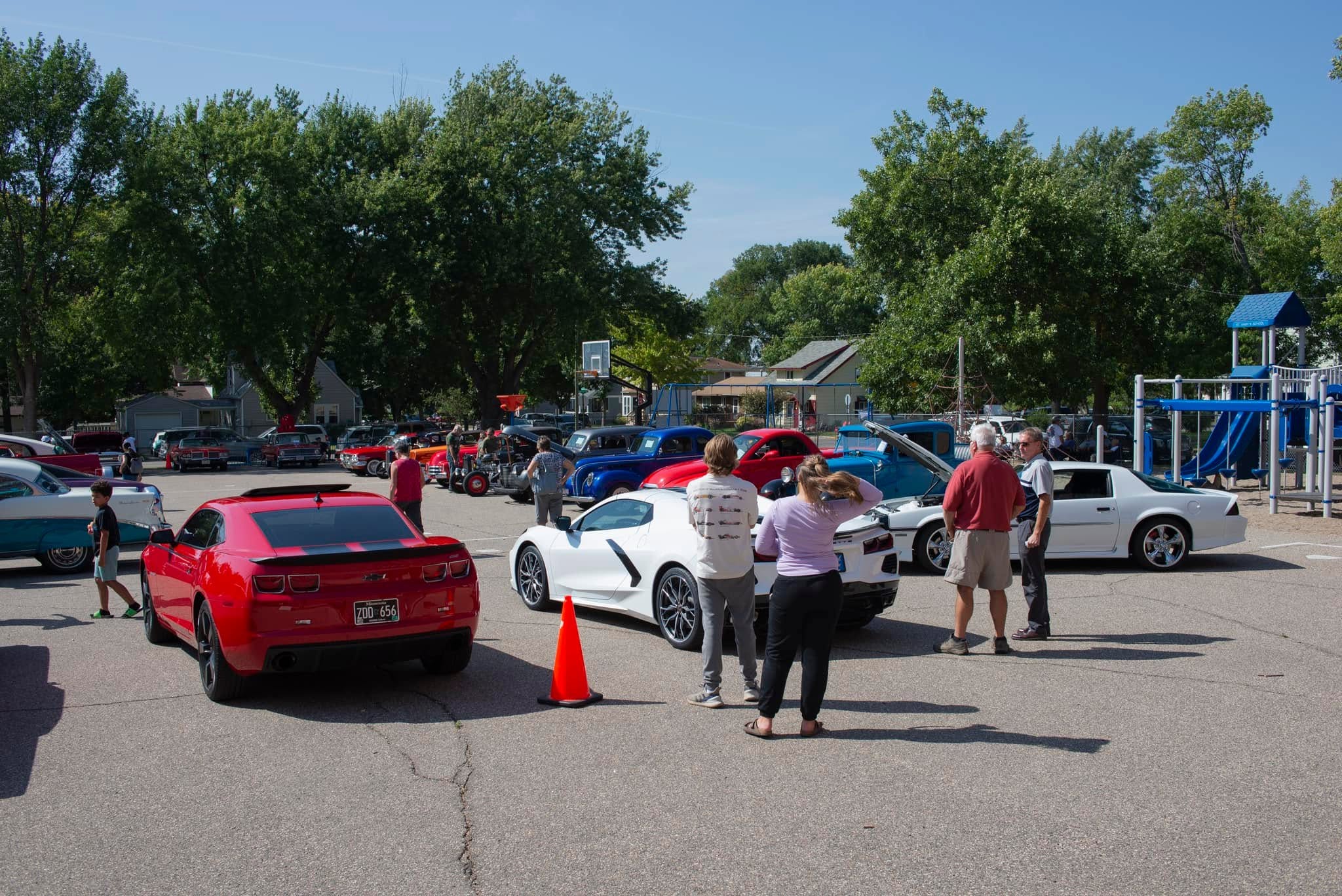 Vehicles on display at the Septemberfest car show in Morris