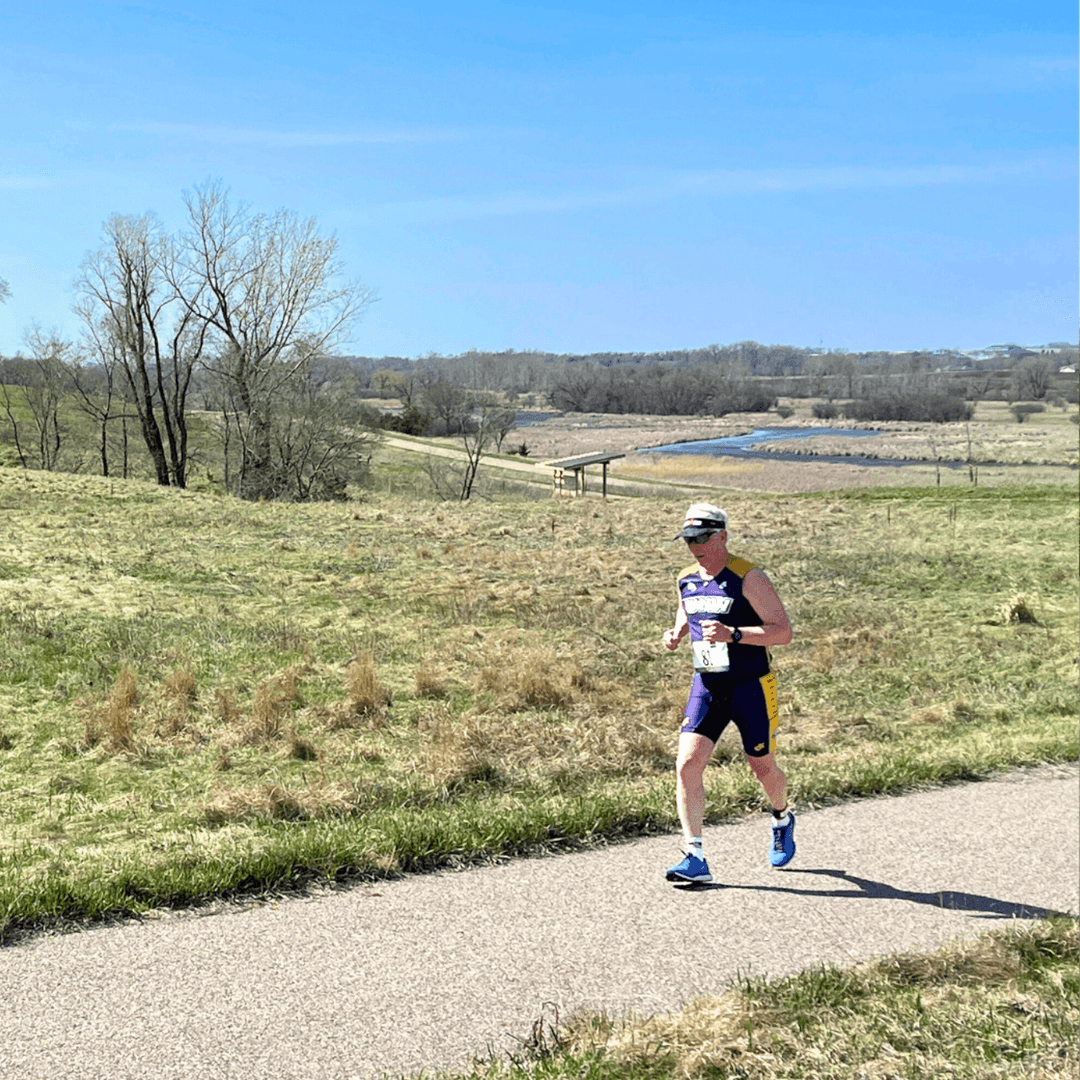 Man Running at the Morris MN Tinman Triathlon