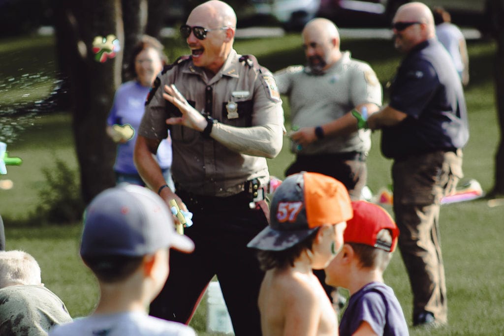 Families enjoying a summer community event in Morris, Minnesota